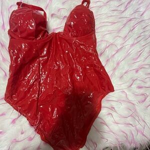 La SENZA Glossy Red Bodysuit
